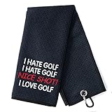 DYJYBMY I Hate Golf Nice Shot I Love Golf Funny Golfing Golf Towel with Carabiner Clip, Golf Gifts for Men Women, Birthday Gifts for Golf Fan, Retirement Gifts