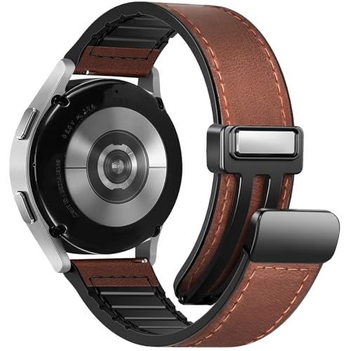 WestEagle Magnetic Leather Band Compatible with Samsung Galaxy Watch 7/6/5/4/Active 2 40mm 44mm/Watch 6 Classic 43mm 47mm/Watch 5 Pro 45mm/Watch 4 Classic 42mm 46mm, 20mm Strap for Men