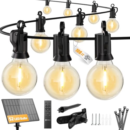 Brightown 108FT 52 LED Solar String Lights Outdoor with Remote & ...