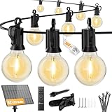 Brightown 108FT 52 LED Solar String Lights Outdoor with Remote & USB Port, Shatterproof Bulbs, Dimmable & Timable, 3 Light Modes, Patio Lights Solar Powered for Camping Backyard Garden Decor