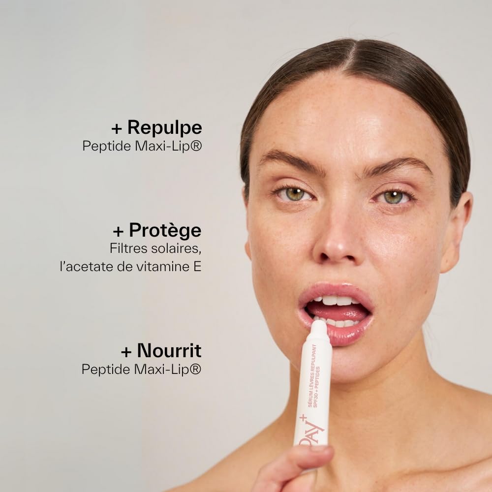 DAY+ | Sérum Lèvres Repulpant | Nourrit & Repulpe | Protection SPF 30 | Lèvres instantanément sublimées | Haute concentration d’actifs | Peptide maxi-lip® | 83% d’ingrédients naturels | 15 ml
