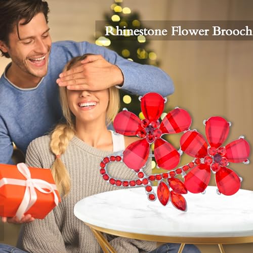 Image of Rhinestone Flower Brooch - Crystal Flower Pin for Women - Valentine's Day & Mother's Day Gift