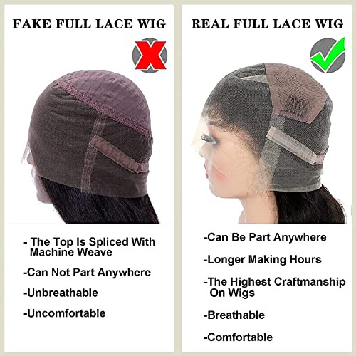 Luxnovolex Full Lace Human Hair Wigs 10 Inch Long Straight HD Whole Lace Wig Can be Braided Pre Plucked With Baby Hair Bleached Knots Brazilian Virgin Human Hair Wig