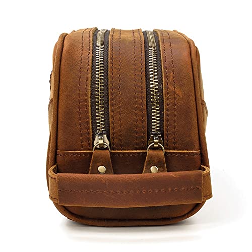Travel Dopp Kit Toiletry Bag for Men & Women, Leather Shaving Kit Organizer Bathroom Case - Mens & Womens Shaving Bag - Image 4