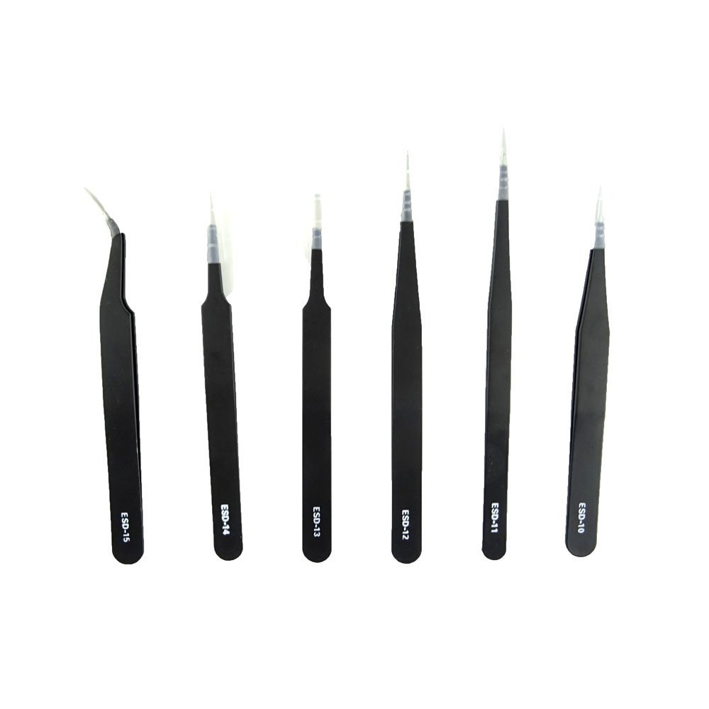 Honbay Tweezers 6Piece Precision AntiStatic ESD Stainless Steel
