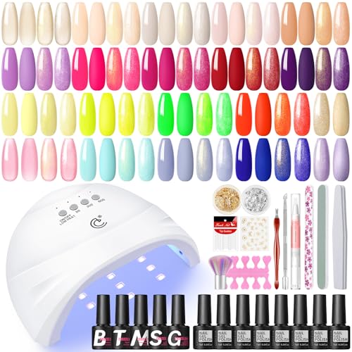 COSCELIA 38PCS Kit de Uñas Semipermanentes, 20 Colores Pintauñas Semipermanentes con Lampara UV, Kit Uñas de Gel Completo Manicura Regalo para Mujer