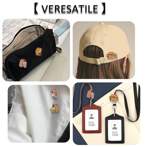 Image of 5Pcs Cartoon Capybara pin, Cute Animal Enamel Pin, Birthday Cake Donut Coffee Corn Roll Lapel Pin Alloy Backpack Pin Enamel Badge Suitable for Daily Decoration Clothes Sweater Hat Bag Collection Party Gift