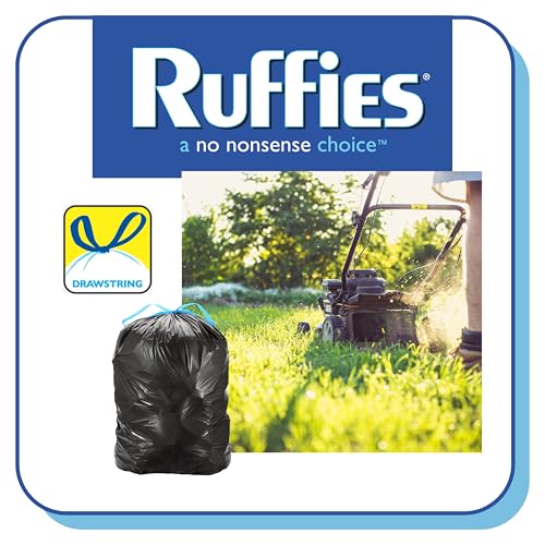 Image of Ruffies Lawn & Leaf Trash Bags - 39 Gallon, 20 Count, Drawstring - Black Bags