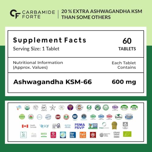 Carbamide Forte Ashwagandha KSM66 600mg 60 Tablets - Image 3