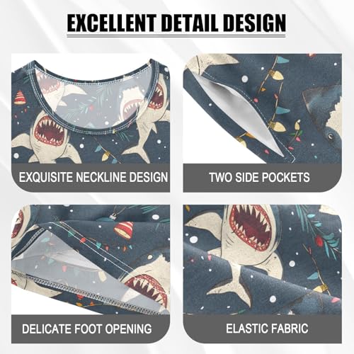 ALAZA Shark Merry Christmas Pajamas Short Sleeve 2 Piece Sleepwear Top and Bottom Pajama Set Unisex4