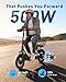 Hiboy Q2 Electric Scooter with Seat for Adults, 500W Peak Motor, 20MPH, 22 Miles Range, Foldable, Dual Suspension, Front & Rear Drum Brakes, Commuter E Scooter with Basket & Phone Holder, Pure Black