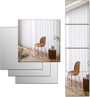 Beser Lee Large Full Body Length Acrylic Mirrors Stickers for Walls, 4pcs HD Plexi-glass Mirror, Shatterproof Wall-Mounted Mirrors Stick On Mirror Makeup Home Workout Gym Hallway Tile Self Adhesive