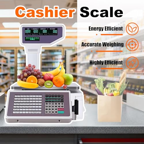 Báscula comercial con impresora térmica y pantalla dual 30kg miniatura 2