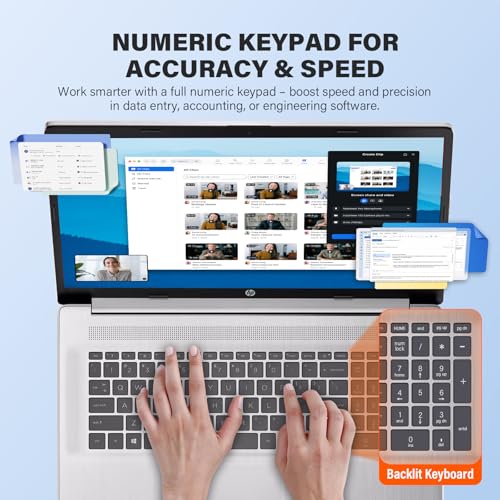 Image of HP 17 Touchscreen Laptop Computer, 17.3 inch HD+ AntiGlare Display, Backlit Keyboard, Win11 Pro, AMD Ryzen 5 7430U, for Business & Student, Fast Charge, AI Copilot, w /Accessories, 20GB RAM,512GB SSD