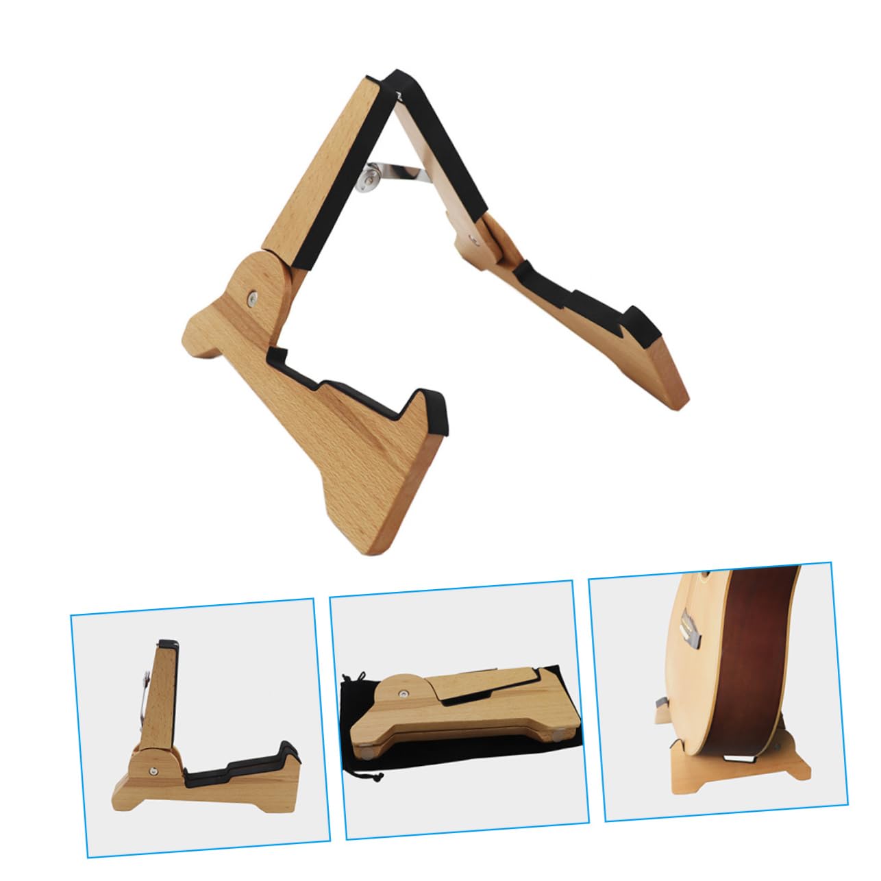 VICASKY Supporto di Chitarra per Leggero Legno in Pieghevole e Staccabile Basso e Violino , per Casa e Negozio Strumenti Musicali