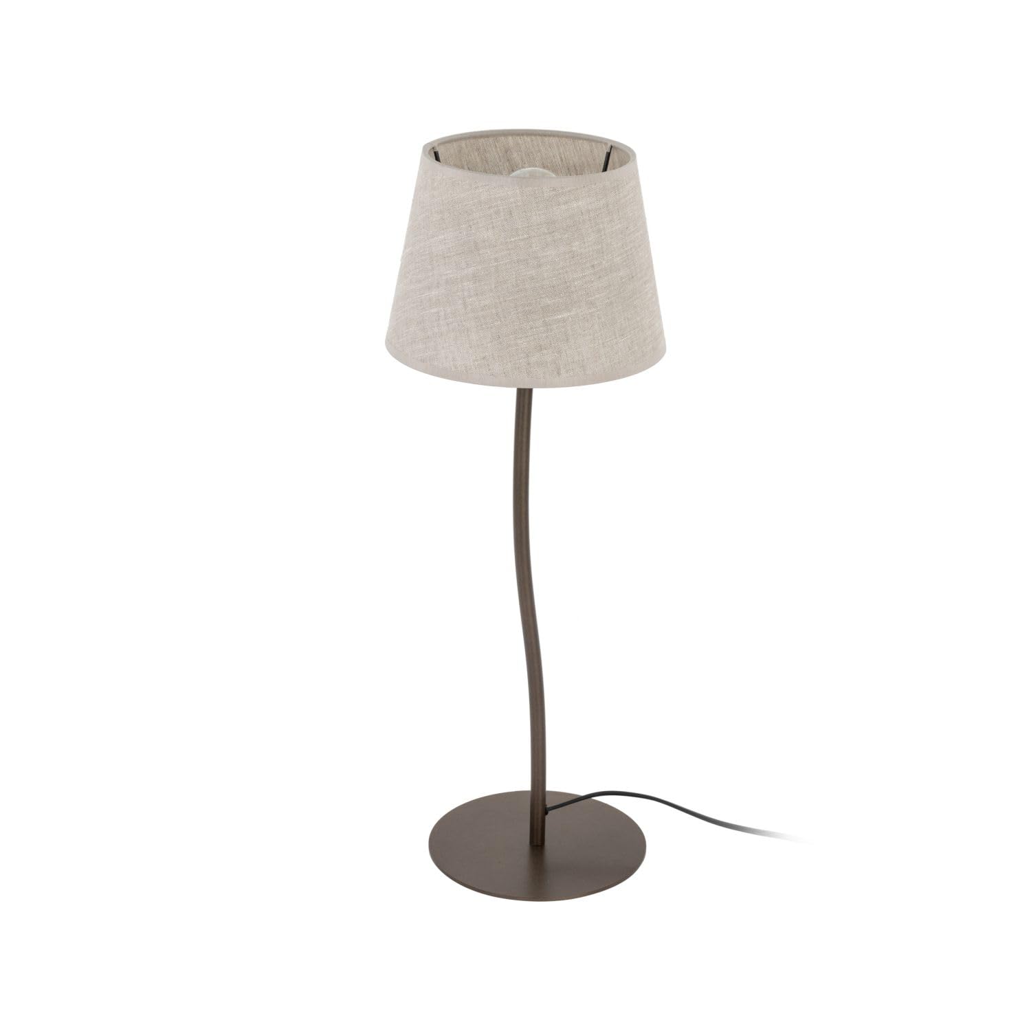 Lámpara habitación infantil sobremesa metal tela 37 cm altura pequeña E27 pantalla lino marrón naturaleza lámpara de sobremesa habitación infantil mesita de noche