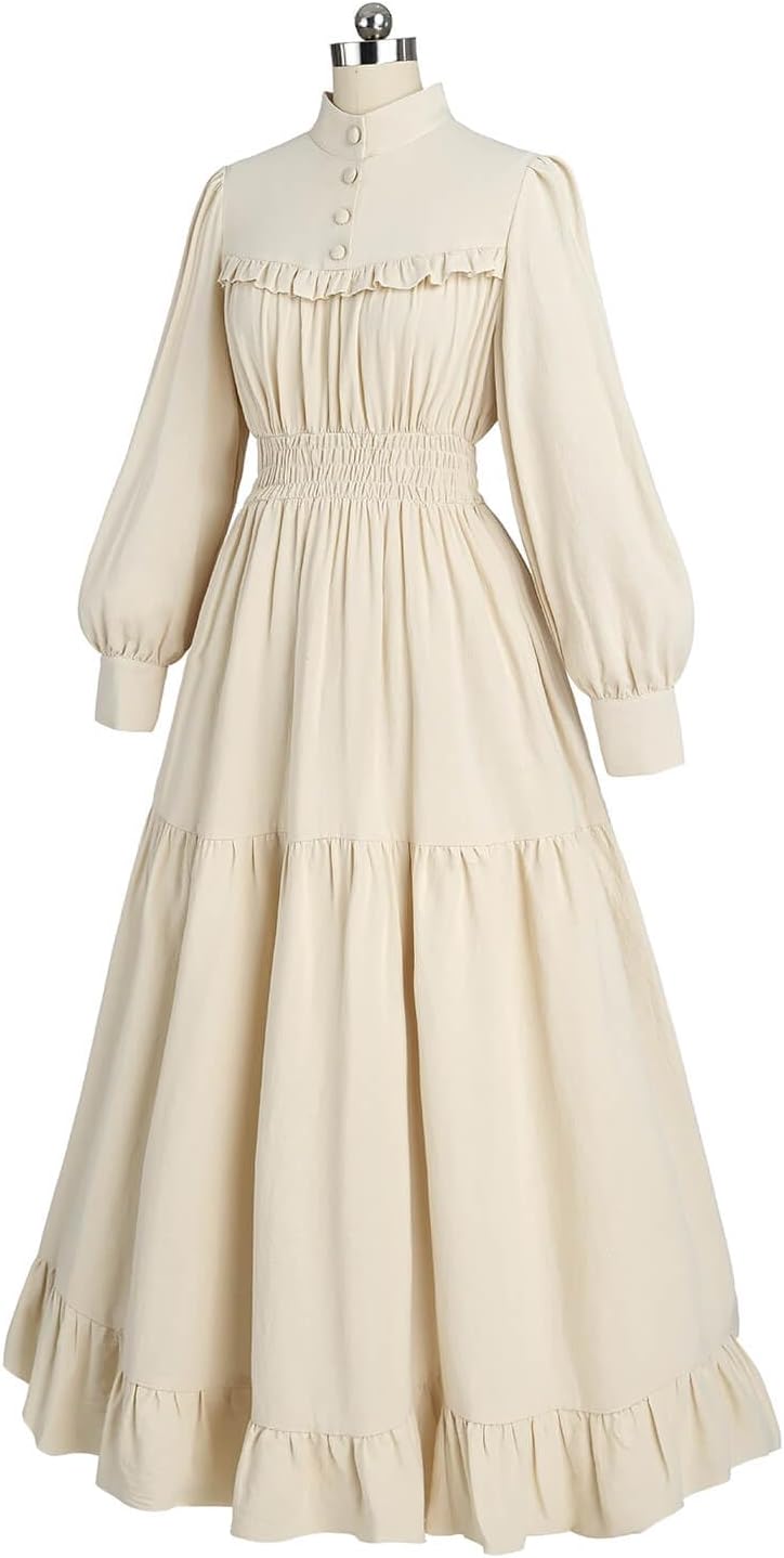 Nuoqi Victorian Dress for Women Long Sleeve Edwardian Dress Renaissance Costume - Image 2