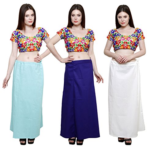 Image of Pistaa combo of 3 Women's Cotton Best Indian Readymade Inskirt Saree petticoats