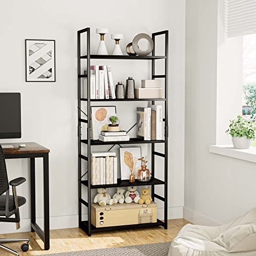 5 Tier Bookshelf, Otk Tall Bookcase, Office Shelf Storage Organizer, Modern Book Shelf For Living Room, Bedroom, And Home Office, Black #TOP4