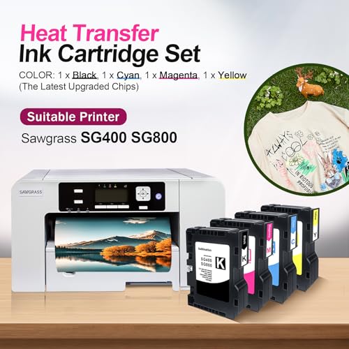 INK+ SG400 SG800 Sublimation Cartridge Compatible with Sawgrass Virtuoso SG400 SG800 Printer DIY, Latest Upgraded Chip (1 Black, 1 Cyan, 1 Magenta, 1 Yellow, 4 Pack) - Image 3