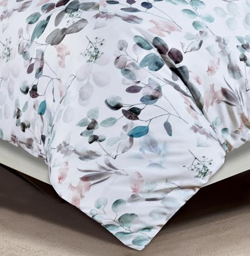 Majestic Giftware Madison Linen 4 Pcs 44" Twin Size Bedding Set (BL508-44T-4pc Set), Easy Care - Botanical Bliss 300 TC 100% Cotton Sateen | 1 Fitted Sheet, 1 Duvet, 2 Pillowcases - Ritz Collection