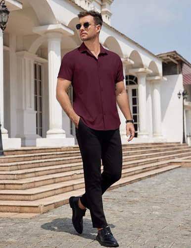 COOFANDY Mens Dress Shirts Button Down Short Sleeve Shirt Summer Shirts Business Casual Wedding Shirt4