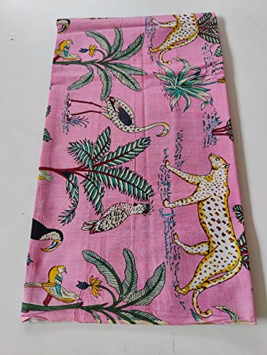Image of Floral Printed Cotton Fabric Cloth Hand Block Print Fabric Women Material Running Jaipuri Hand Block Printed Women Dress Material Kurtis Natural 44 inch Inches Width 2.5 Meter (Pattern 24)
