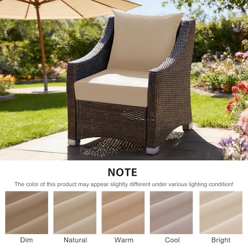 Image of Outdoor Deep Seat Cushion Set, 24x24 Inch Water-Resistant & Fade-Resistant Outdoor Chair Cushions, Patio Furniture Cushions with Removable Cover for Patio Chair, Sofa, Beige (Set of 4)