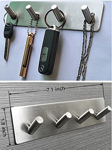 Key Hooks For Wall Apartment Decor Adhesive Key Rack For Wall With 4 Key Hooks,Fulliny Key Holder For Wall Decor No Damage Wall Hangers,Stainless Steel Heavy Duty Adhesive Hooks For Hanging,Sliver #TOP3
