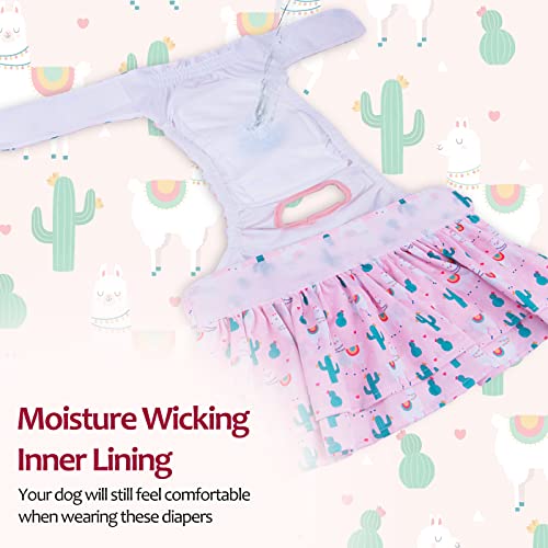 Image of CuteBone Female Dog Diapers with Skirts 3 Pack Reusable Puppy Dresses Pants for Heat Cycle Period QBD01XS