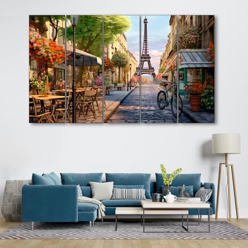 Image of The Castle Decor Eiffel Tower View Painting With Frame 5 Big Size (36x60) wall Art for Living Room,bedroom,drawing Room,hotels-wooden Framed-digital Painting