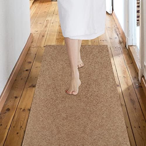 Custom Size Backed Non-Slip Area Rugs Runner, Easy Clean, Waterproof Runner Rugs for Hallway Entryway, Kitchen, Laundry, 2FT x 6FT, Beige