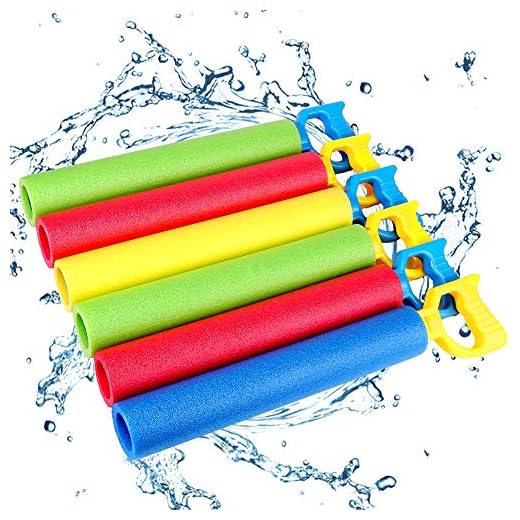 NZQXJXZ Foam Water Shooter for Kids, 6 Pack Water Guns Toys Water Blaster for Boys Girls Adults Swimming Pool Beach Summer Outdoor, Water Squirt Guns Set Up to 31ft