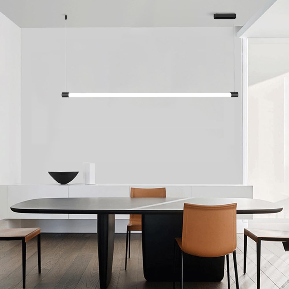 Suspension Led Linéaire - Lampe Suspendue En Acrylique Pour Salle À Manger, Îlot de Cuisine, Bureau - 100 Cm (39,4 Po), Argent (Or, 100 Cm | 39,3 Po)/Noir/120 Cm | 47,2 Pouces