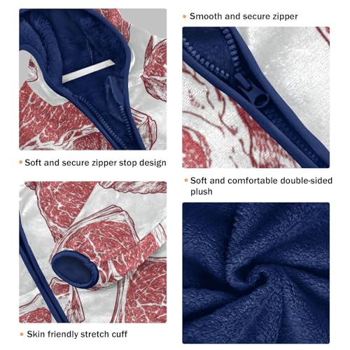 Steaks Girls Fleece Jacket Girls Fall Jacket Girls Zip Up Hoodie Girls Sherpa Jacket 2-10T3