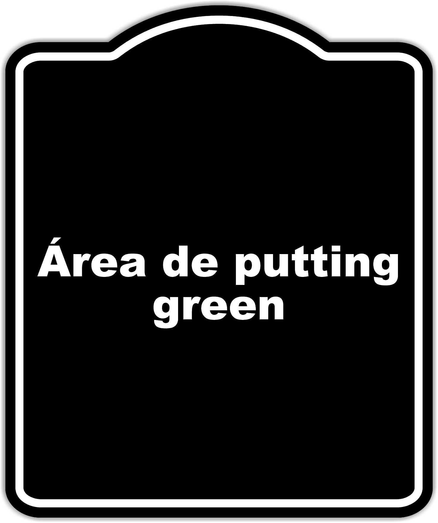Área de putting green BLACK Aluminum Composite Sign 8.5 x 10 inches
