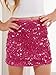 CharmWM Girls Sequin Skirt Kids Fashion High Waisted Sparkle Glitter Party Short Dress Mini Skirts 5-14 Years Rose Red