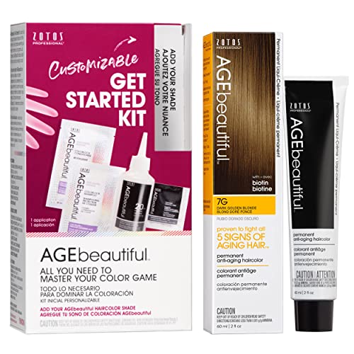 Image of AGE beautiful Permanent Hair Color Cream, 100% Gray Coverage Hair Dye with Biotin Anti-Aging Formula for Fuller, Thicker Hair, Professional Salon Quality