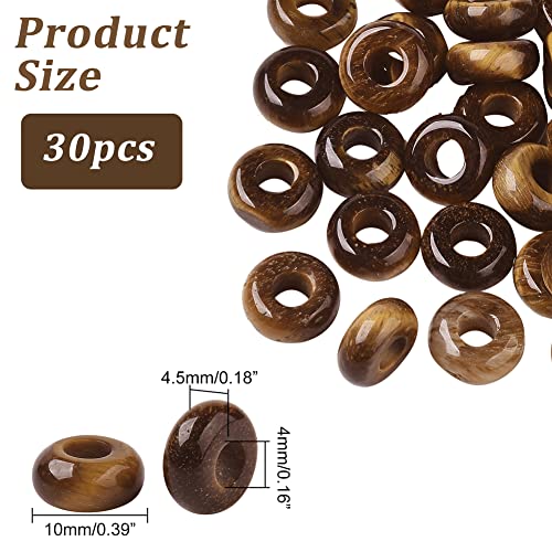 NBEADS 30 Pcs Brown Tiger Eye Round Craft Bead, 10mm (diameter), 4.5mm (thick), 4mm (hole), 3084952031 - Image 2