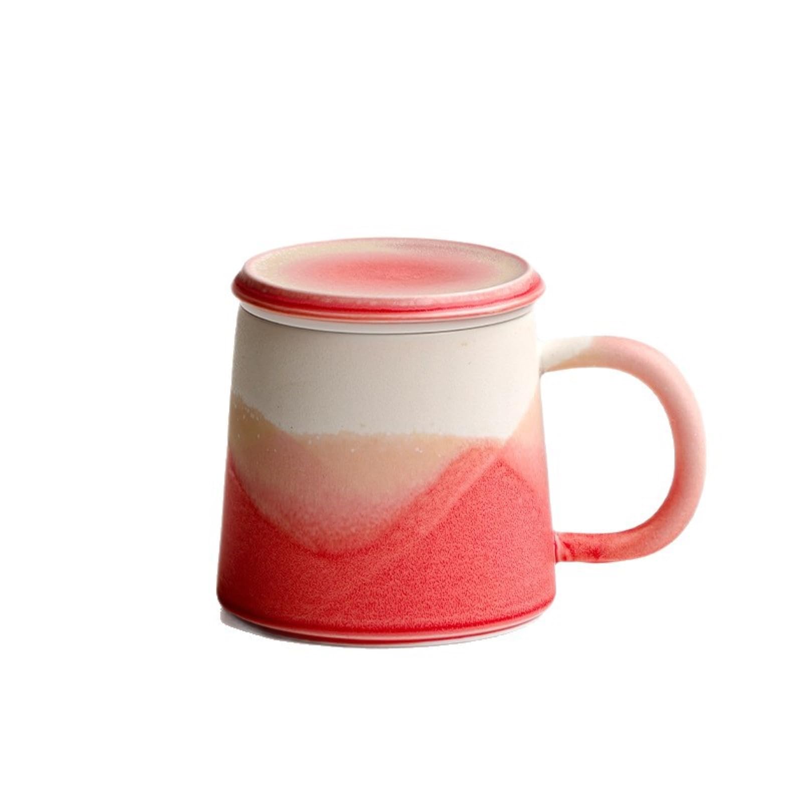 HJDMO - Taza de cerámica con tapa y colador, 350 ml, taza infusora de té azul degradado para té de hojas sueltas, taza de café grande para oficina y hogar, regalo único para ella