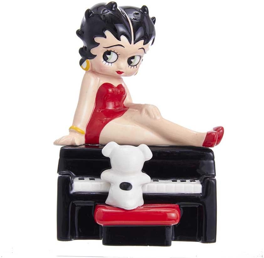 Kurt S. Adler Kurt Adler 4" Betty Boop on Piano Handpainted Ceramic 2-Piece Set Salt and Pepper Shaker
