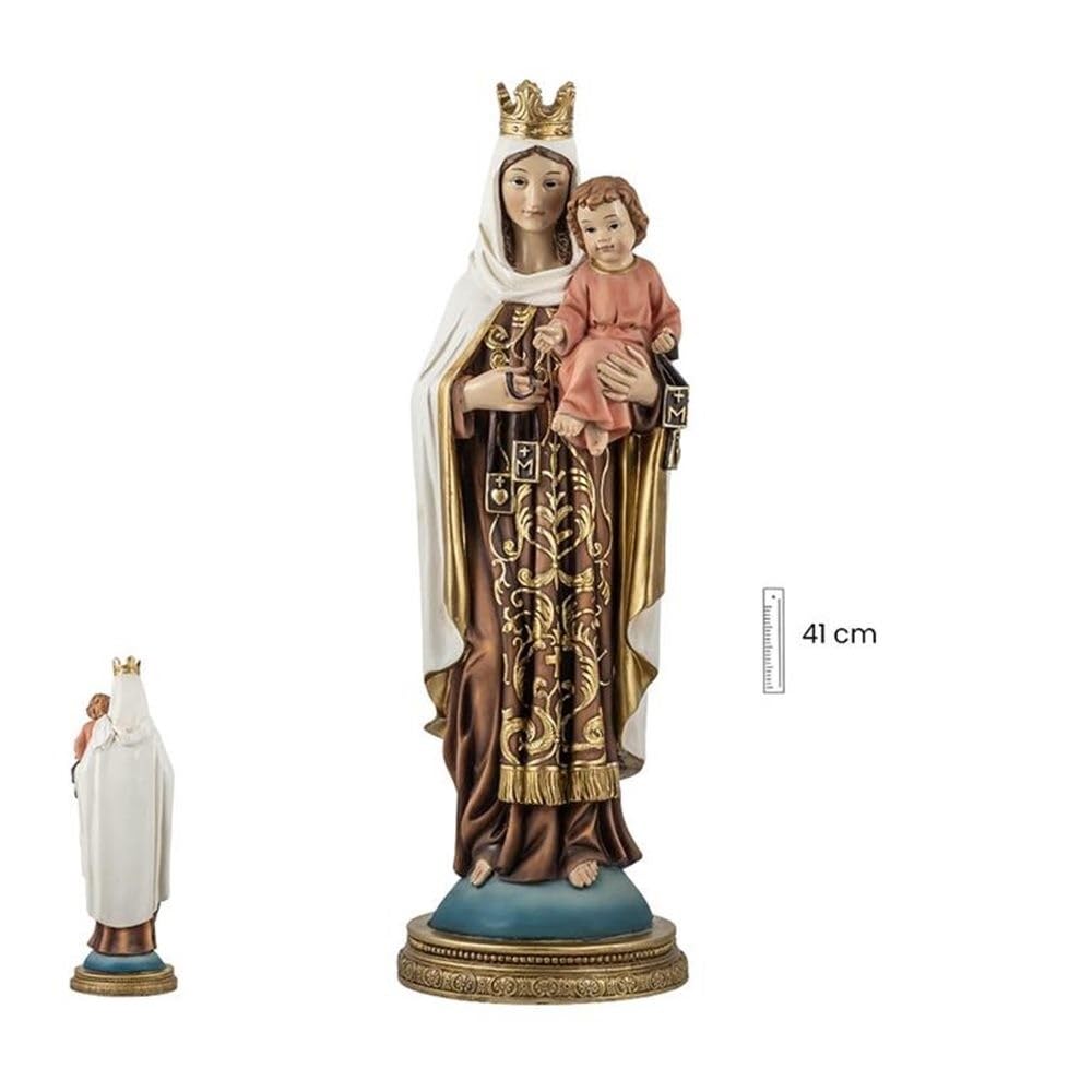 Virgen del Carmen Figura Religiosa 40 cm. patrona de los Marineros Imagen Resina peana