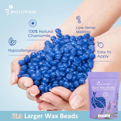 Image of Mallowwax Hard Wax Beads, 2LB Blue Wax for Full-Body Thick Hair