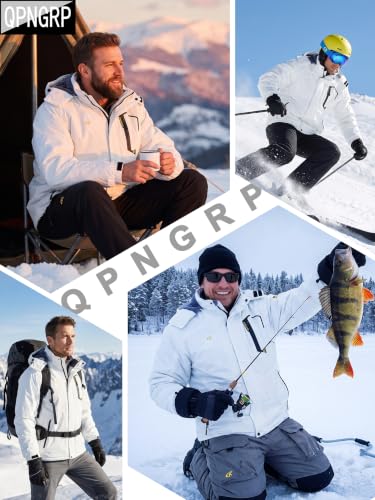 Image of QPNGRP Mens Waterproof Fleece Ski Jacket Windproof Winter Snow Coat