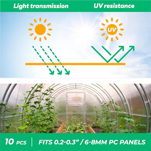 Greenhouses Polycarbonate Greenhouse Panels Connectors - Fit 6mm or 8mm Twin-Wall Polycarbonate Panels, Join 2 Pieces of Panels Together, 4-Foot Length, 10 Pieces (H Connectors 8mm-4ft) - Image 5