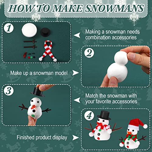 Barydat 72 Pack Snowman Craft Kit Christmas DIY Build Snowman Decorating Kit Modeling Clay Hats Buttons Scarfs Foam Balls Craft Supplies for Home Xmas Party by Barydat - Image 5