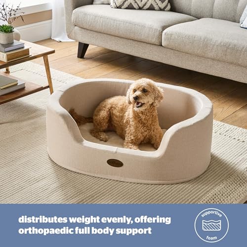 Silentnight Orthopaedic Donut Dog Bed - Luxury Faux Fur Base and Support Sides for Cosy & Comfort - Ease Anxiety Aches & Pains - Removable Washable Cover - Non-Slip Base Pet Bed, Natural, Medium - Image 4