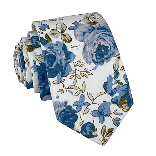 Image of Kebocis Mens Skinny Cotton Floral Tie for Men