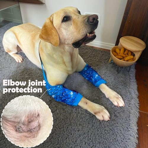 Image of Dog Elbow Wraps Knee Protector Pads Elbow Callus Treatment Sleeve for Wounds Front Legs Prevent Licking for Medium Large Dogs 2XL, Mermaid