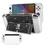 TIKOdirect Dockable Case Compatible with Nintendo Switch OLED 2021, Glitter Protective Case Newest Updated Version for Nintendo Switch OLED and Joy-Con Controller,Crystal Glitter
